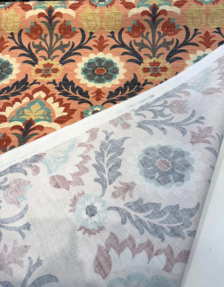 Waverly Santa Maria Sunset Cotton Duck Fabric - Floral Damask, Blush Coral, 54" Width (1 Yard)