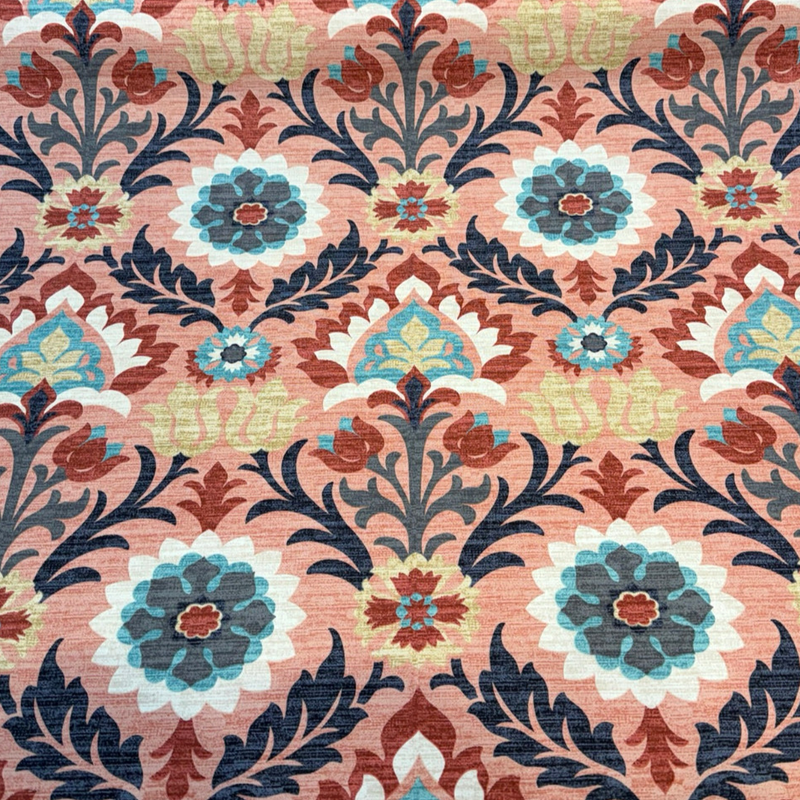 Waverly Santa Maria Sunset Cotton Duck Fabric - Floral Damask, Blush Coral, 54" Width (1 Yard)