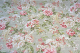 Hidden Pond Cotton Linen Fabric - Apricot Vintage Floral With Birds, 54" Width (1 Yard)