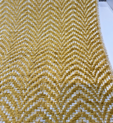 Avola Gold Belgian Chenille Fabric - Gold Chevron Wave, 56" Width (1 Yard)