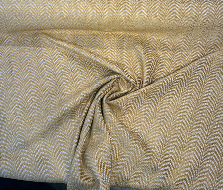Avola Gold Belgian Chenille Fabric - Gold Chevron Wave, 56" Width (1 Yard)