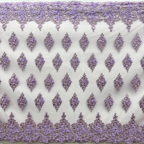 Beaded 3D Floral Lace Fabric