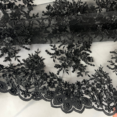 Beaded 3D Floral Lace Fabric 50" Wide