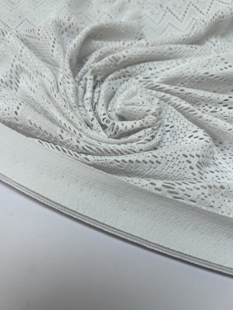 Polyamide Elastane Knitted Fabric White Geometric
