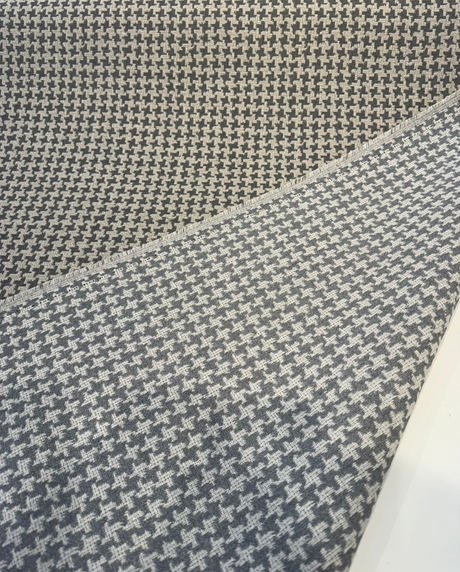 Sunbrella Hound Greystone Acrylic Fabric - Gray And Ivory Houndstooth, 54" Width (1 Yard)