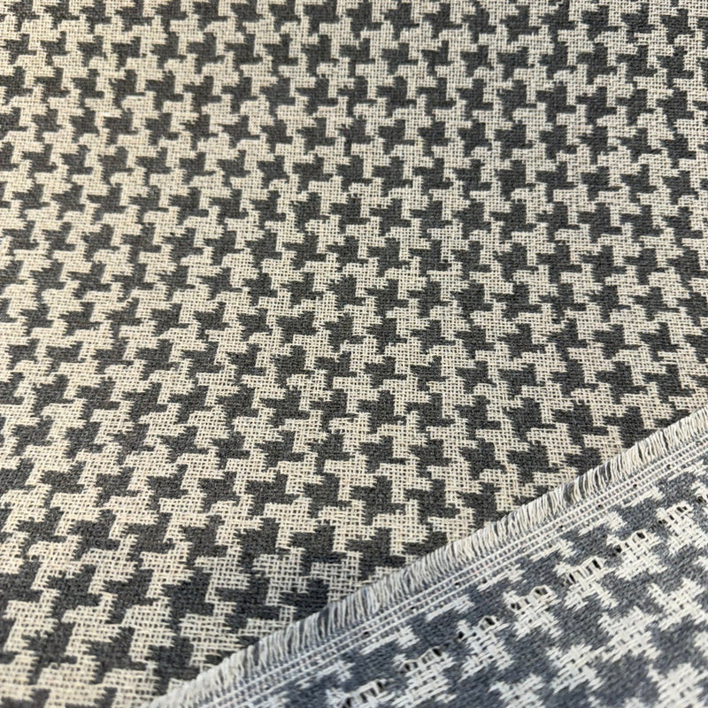 Sunbrella Hound Greystone Acrylic Fabric - Gray And Ivory Houndstooth, 54" Width (1 Yard)