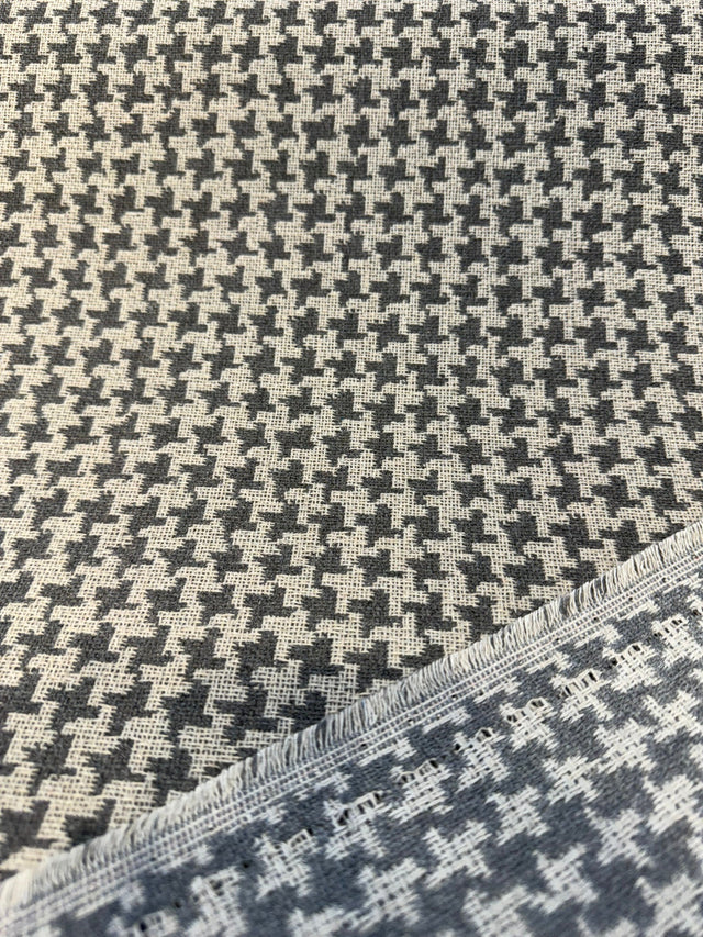 Sunbrella Hound Greystone Acrylic Fabric - Gray And Ivory Houndstooth, 54" Width (1 Yard)