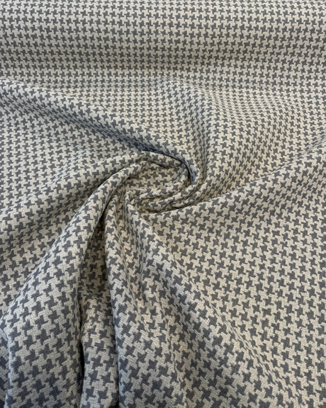 Sunbrella Hound Greystone Acrylic Fabric - Gray And Ivory Houndstooth, 54" Width (1 Yard)