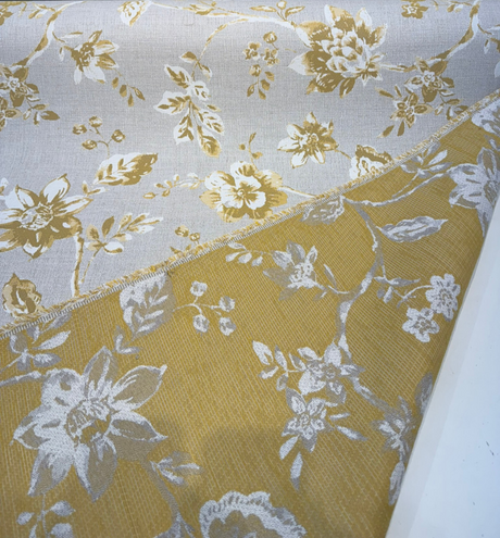 Sunbrella Ariana Floral Turmeric Sunbrella Acrylic Fabric - Floral, Turmeric/White, 54" Width (1 Yard)