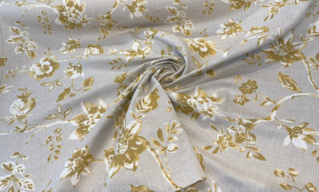 Sunbrella Ariana Floral Turmeric Sunbrella Acrylic Fabric - Floral, Turmeric/White, 54" Width (1 Yard)
