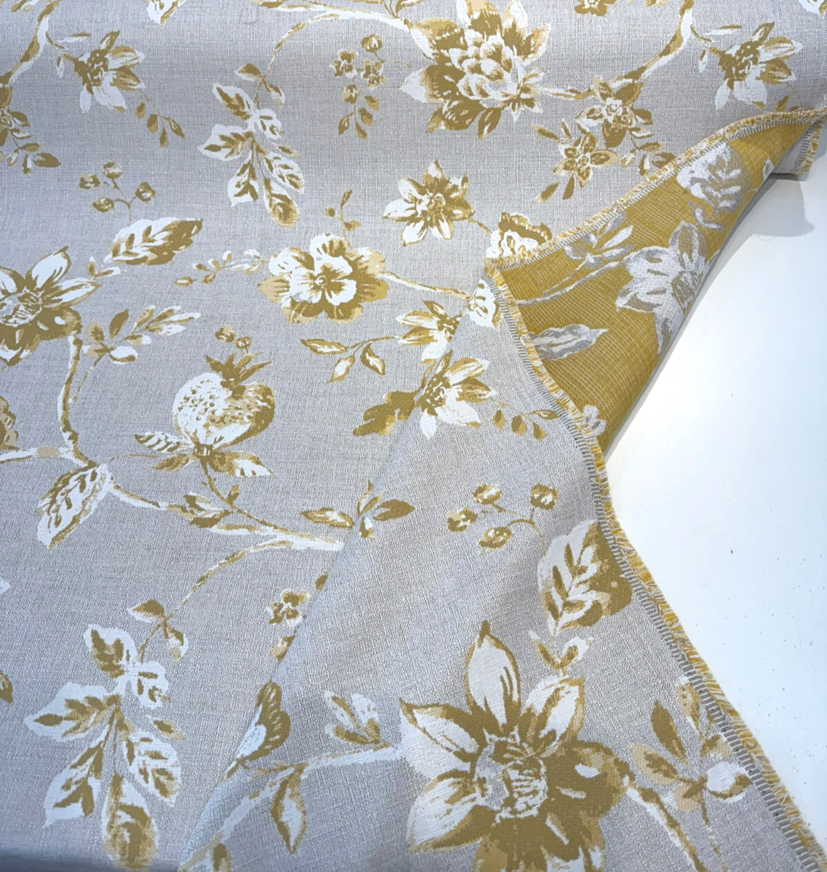 Sunbrella Ariana Floral Turmeric Sunbrella Acrylic Fabric - Floral, Turmeric/White, 54" Width (1 Yard)