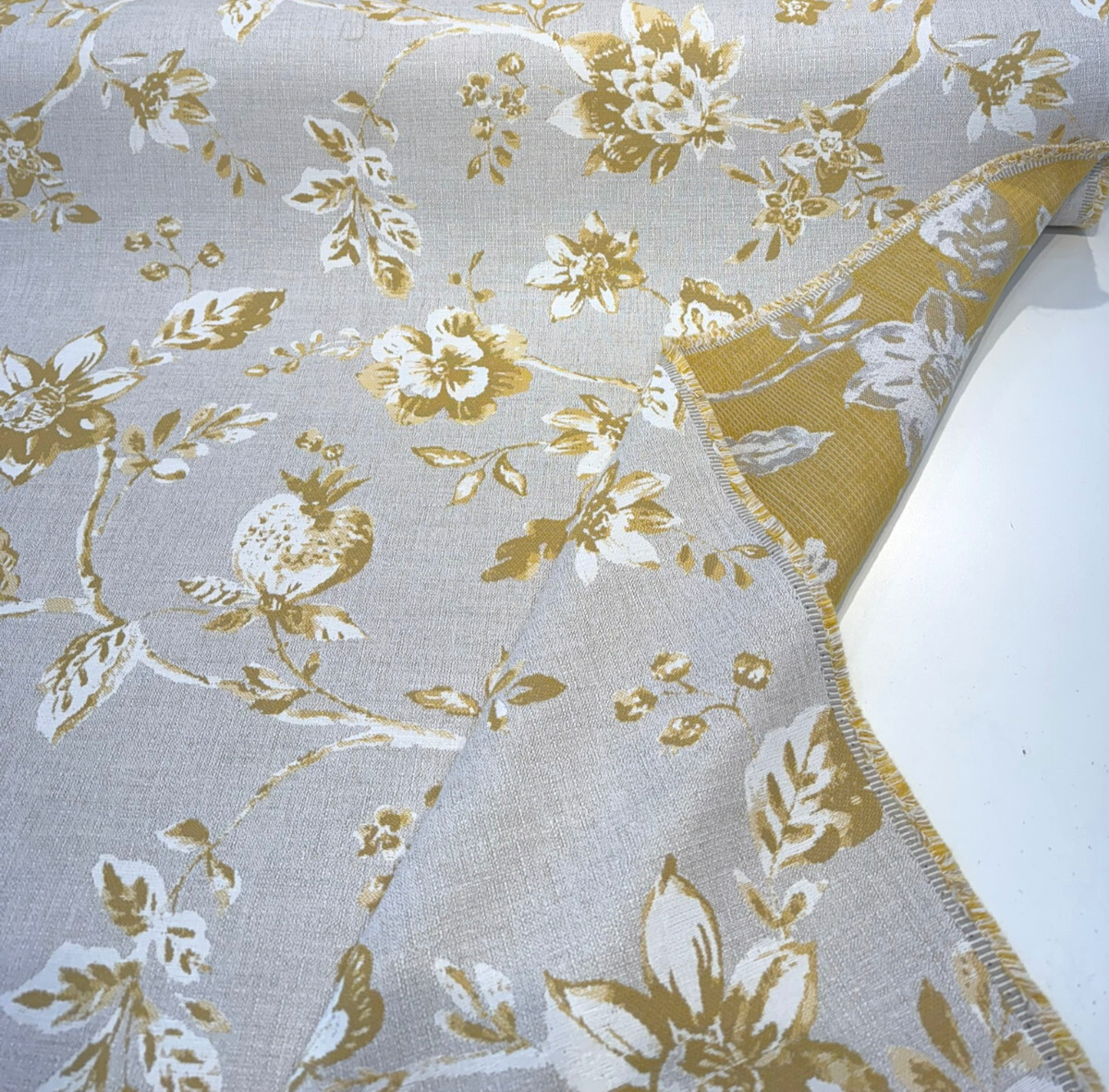 Sunbrella Ariana Floral Turmeric Sunbrella Acrylic Fabric - Floral, Turmeric/White, 54" Width (1 Yard)