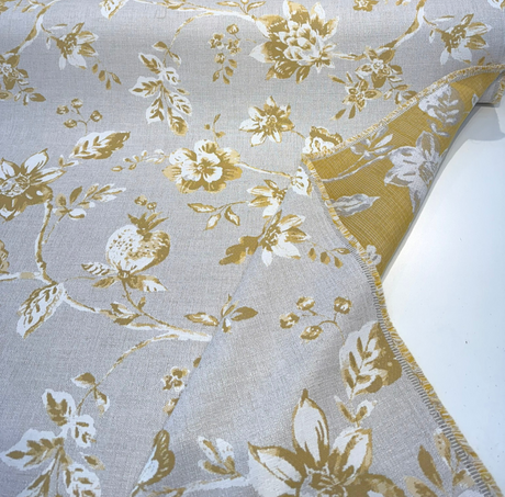 Sunbrella Ariana Floral Turmeric Sunbrella Acrylic Fabric - Floral, Turmeric/White, 54" Width (1 Yard)
