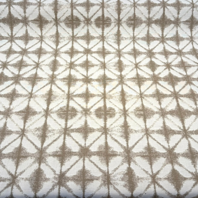 Sunbrella Midori Sand Solution-Dyed Acrylic Fabric - Geometric Batik-Style Motif, Sand/Beige/Ivory, 54" Width (1 Yard)