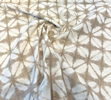 Sunbrella Midori Sand Solution-Dyed Acrylic Fabric - Geometric Batik-Style Motif, Sand/Beige/Ivory, 54" Width (1 Yard)