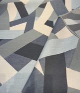Sunbrella Axis Blue Denim Acrylic Fabric - Blue Denim Geometric Pattern, 54" Width (1 Yard)