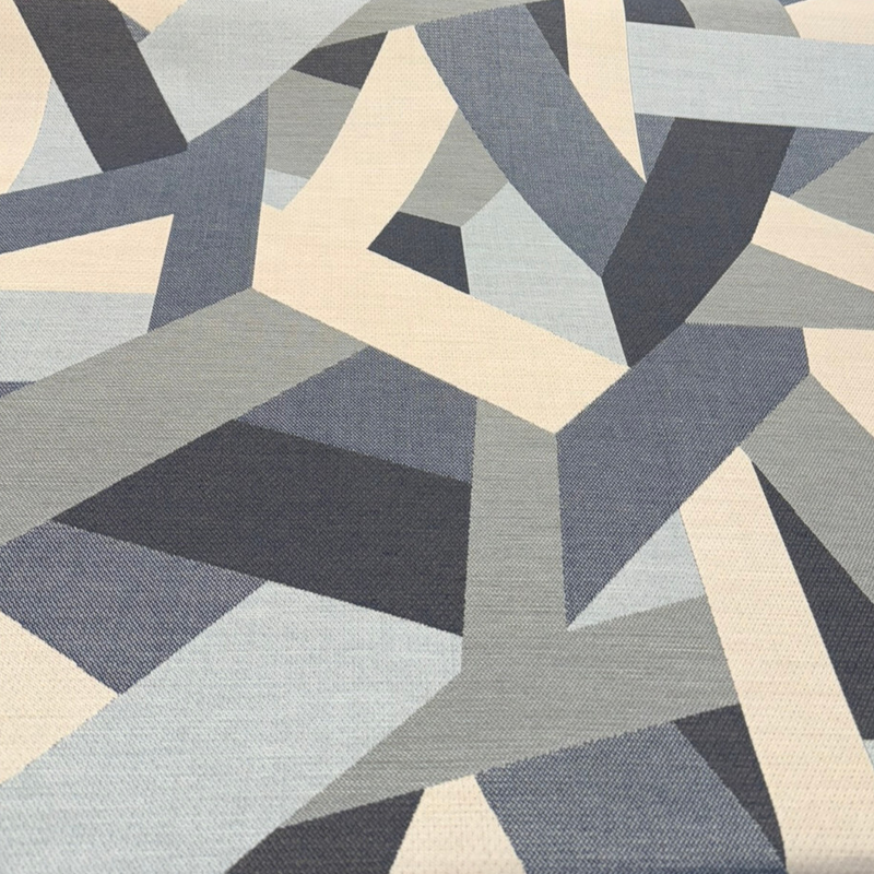 Sunbrella Axis Blue Denim Acrylic Fabric - Blue Denim Geometric Pattern, 54" Width (1 Yard)