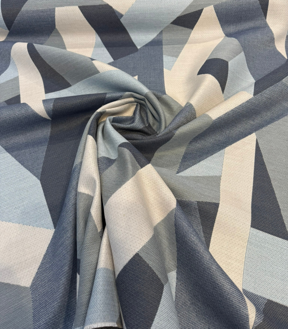 Sunbrella Axis Blue Denim Acrylic Fabric - Blue Denim Geometric Pattern, 54" Width (1 Yard)