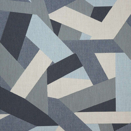 Sunbrella Axis Blue Denim Acrylic Fabric - Blue Denim Geometric Pattern, 54" Width (1 Yard)