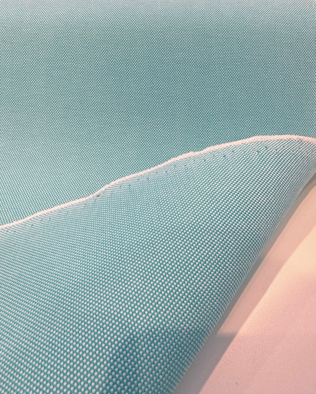 Sunbrella Sailcloth Aruba Solution-Dyed Acrylic Fabric - Teal And White Basketweave, 54" Width (1 Yard)