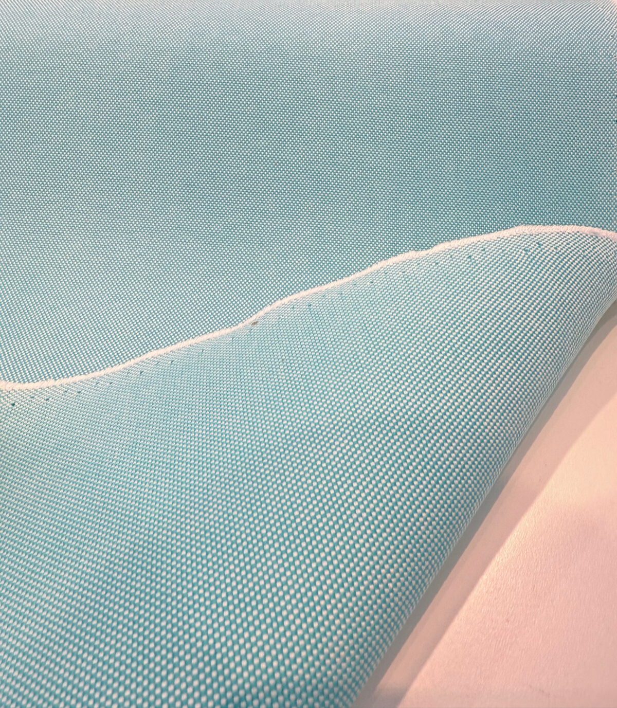 Sunbrella Sailcloth Aruba Solution-Dyed Acrylic Fabric - Teal And White Basketweave, 54" Width (1 Yard)