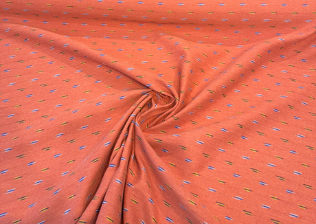 Sunbrella Bahasa Mesa Acrylic Fabric - Burnt Rust Multicolor Dash Pattern, 54" Width (1 Yard)