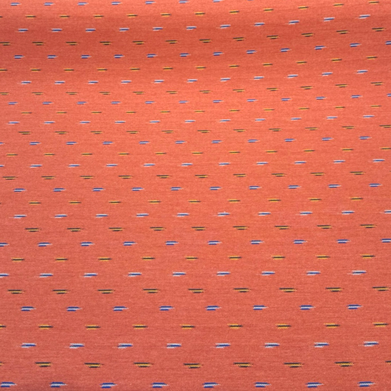 Sunbrella Bahasa Mesa Acrylic Fabric - Burnt Rust Multicolor Dash Pattern, 54" Width (1 Yard)