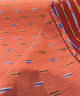 Sunbrella Bahasa Mesa Acrylic Fabric - Burnt Rust Multicolor Dash Pattern, 54" Width (1 Yard)