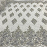 1 Yard - Beaded 3D Floral Lace Fabric Embroidered on 100% Polyester Net Mesh - 52" Wide