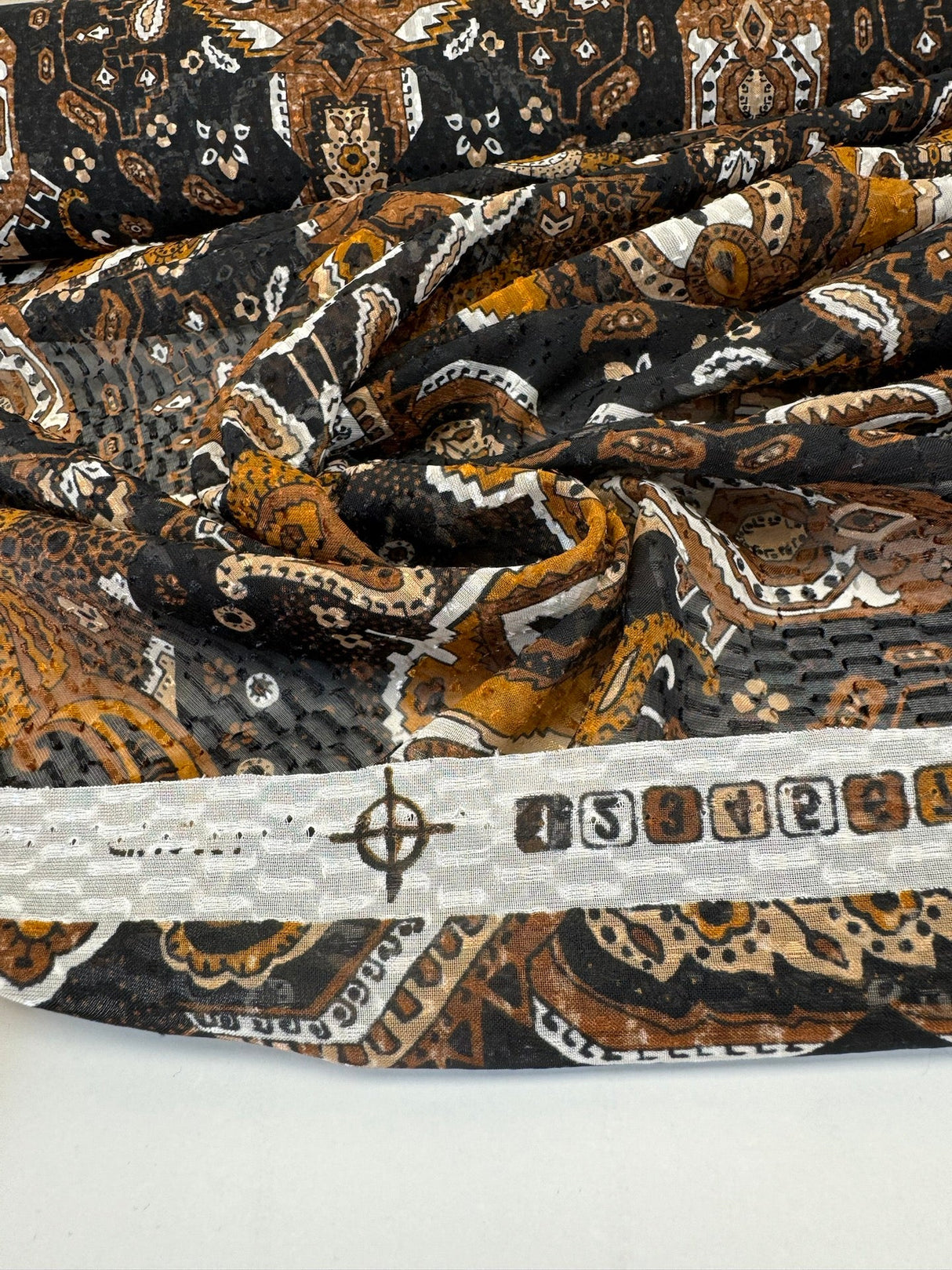 Polyester Fil Coupé Jacquard Printed Brown Black