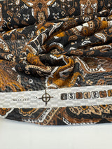 Polyester Fil Coupé Jacquard Printed Brown Black