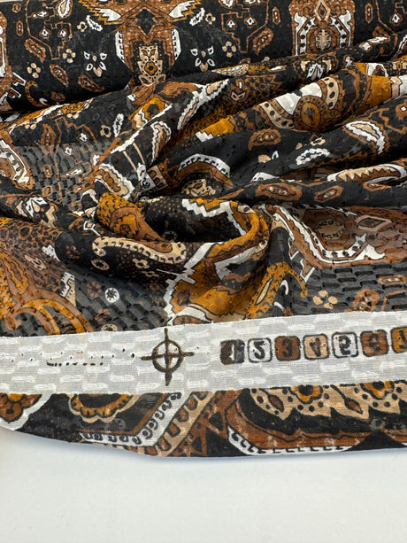 Polyester Fil Coupé Jacquard Printed Brown Black