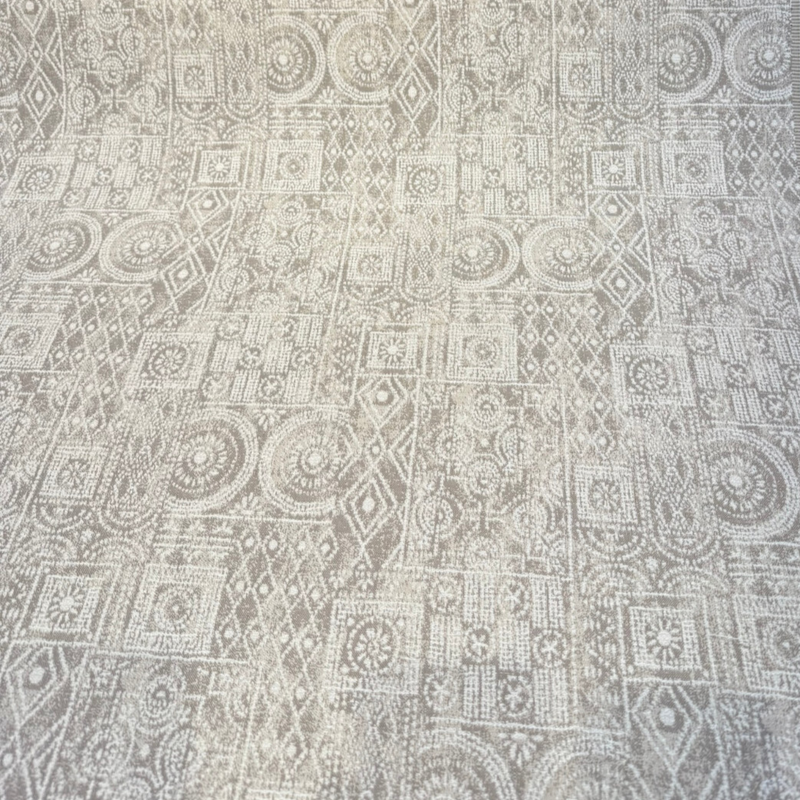 Sunbrella Bodhi Flax Acrylic Fabric - Tribal Geometric Pattern, Flax And Ivory, 54" Width (1 Yard)