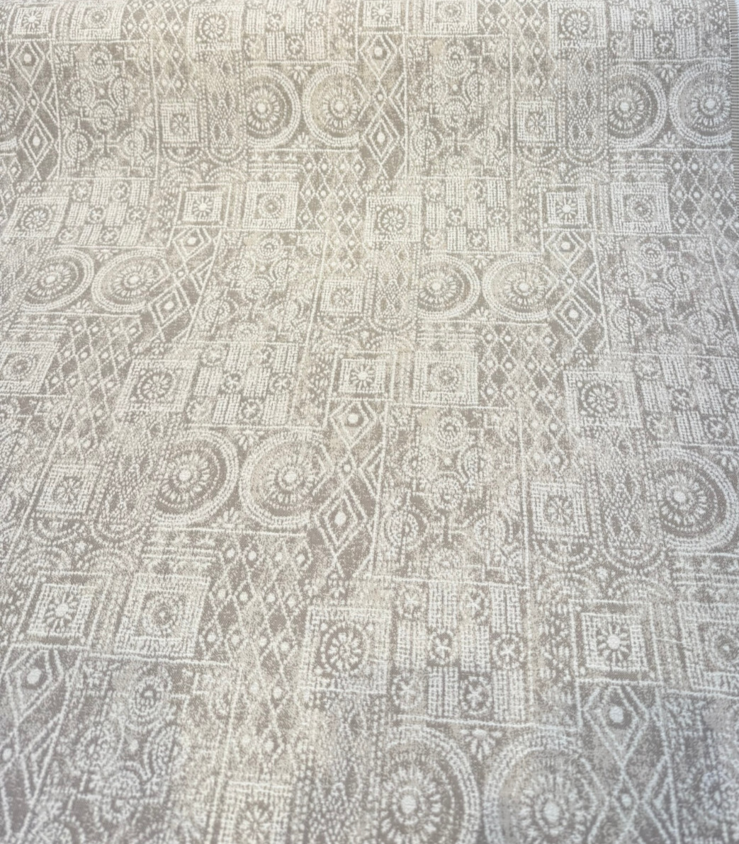 Sunbrella Bodhi Flax Acrylic Fabric - Tribal Geometric Pattern, Flax And Ivory, 54" Width (1 Yard)