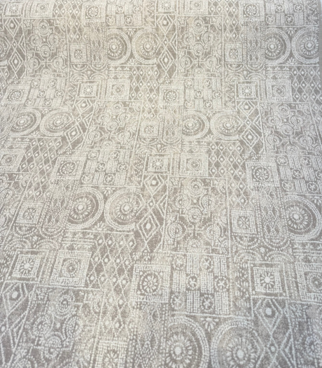 Sunbrella Bodhi Flax Acrylic Fabric - Tribal Geometric Pattern, Flax And Ivory, 54" Width (1 Yard)