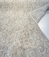 Sunbrella Bodhi Flax Acrylic Fabric - Tribal Geometric Pattern, Flax And Ivory, 54" Width (1 Yard)
