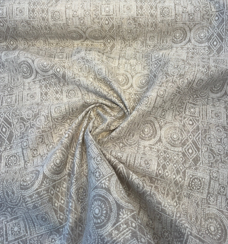 Sunbrella Bodhi Flax Acrylic Fabric - Tribal Geometric Pattern, Flax And Ivory, 54" Width (1 Yard)