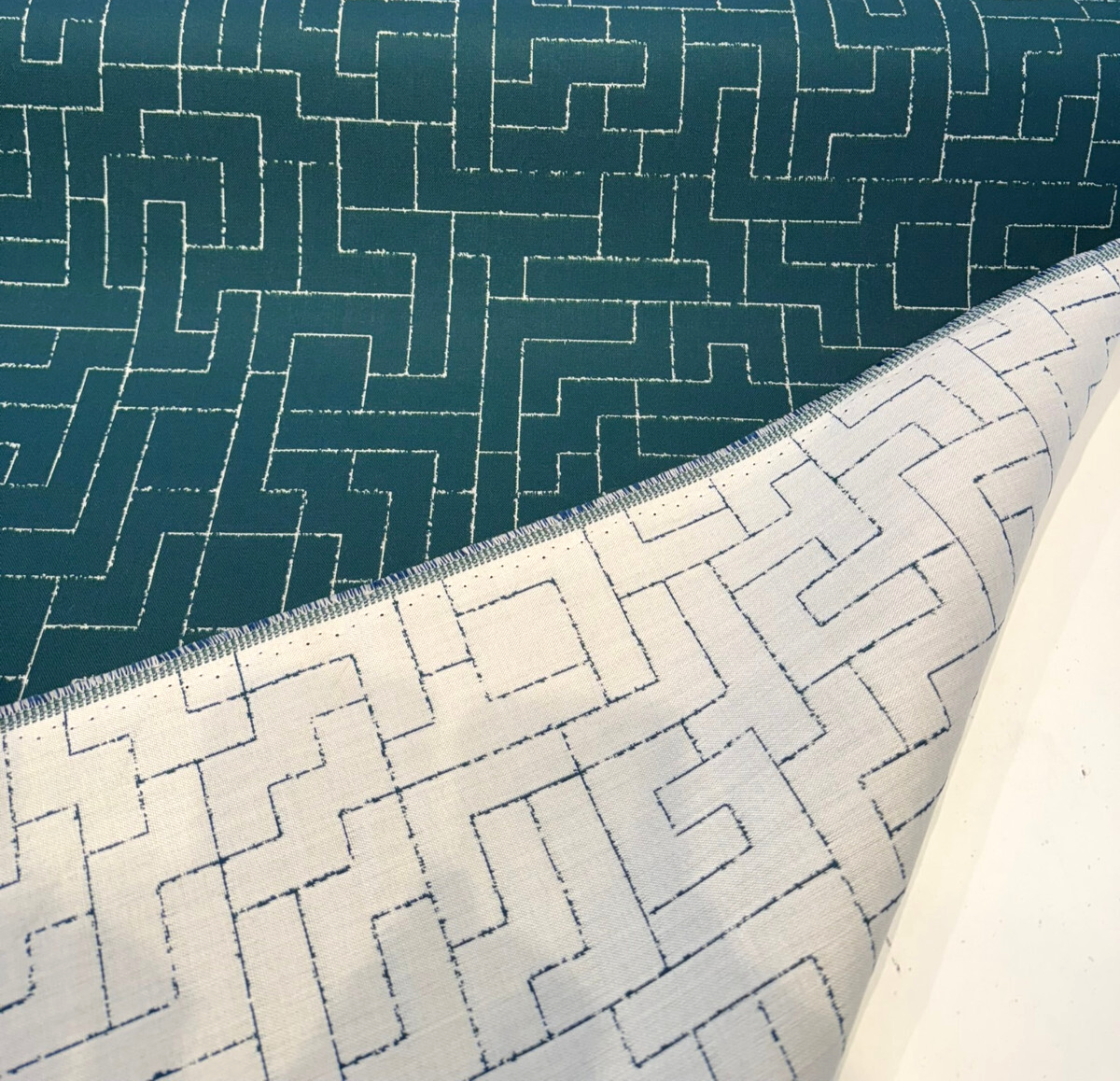 Sunbrella Create Laurel Green Acrylic Fabric - Laurel Green Geometric Maze Pattern, 54" Width (1 Yard)