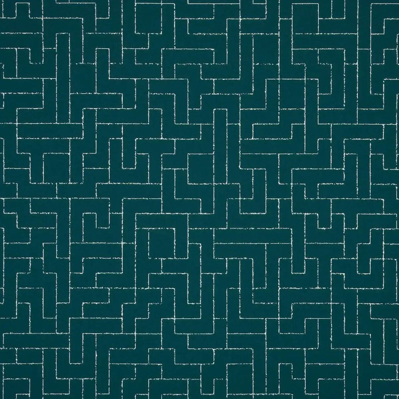 Sunbrella Create Laurel Green Acrylic Fabric - Laurel Green Geometric Maze Pattern, 54" Width (1 Yard)