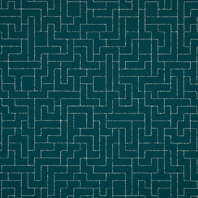 Sunbrella Create Laurel Green Acrylic Fabric - Laurel Green Geometric Maze Pattern, 54" Width (1 Yard)
