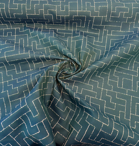 Sunbrella Create Laurel Green Acrylic Fabric - Laurel Green Geometric Maze Pattern, 54" Width (1 Yard)