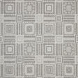 Sunbrella Garza Gray Fog Acrylic Fabric - Gray, Black Geometric Pattern, 56" Width (1 Yard)