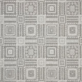 Sunbrella Garza Gray Fog Acrylic Fabric - Gray, Black Geometric Pattern, 56" Width (1 Yard)