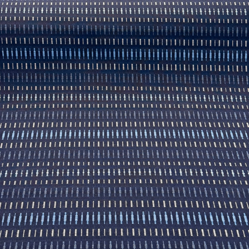 Sunbrella Esti Indigo Blue Acrylic Fabric - Vertical Stripe, Indigo Blue/Navy/Light Blue, 54" Width (1 Yard)