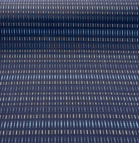 Sunbrella Esti Indigo Blue Acrylic Fabric - Vertical Stripe, Indigo Blue/Navy/Light Blue, 54" Width (1 Yard)