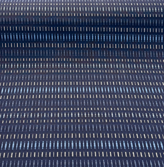 Sunbrella Esti Indigo Blue Acrylic Fabric - Vertical Stripe, Indigo Blue/Navy/Light Blue, 54" Width (1 Yard)