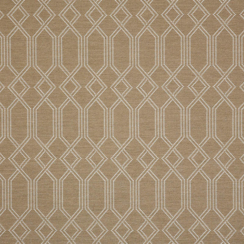 Sunbrella Connection Sand Acrylic Fabric - Sand Beige With White Accents, Geometric Lattice, 54" Width (1 Yard)