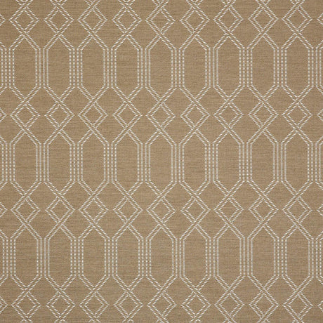 Sunbrella Connection Sand Acrylic Fabric - Sand Beige With White Accents, Geometric Lattice, 54" Width (1 Yard)