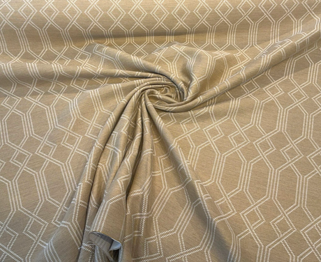 Sunbrella Connection Sand Acrylic Fabric - Sand Beige With White Accents, Geometric Lattice, 54" Width (1 Yard)