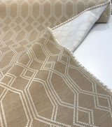 Sunbrella Connection Sand Acrylic Fabric - Sand Beige With White Accents, Geometric Lattice, 54" Width (1 Yard)